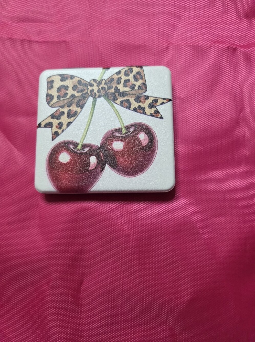Pink Cherry-Print Compact Mirror - Unbranded - Picture 3 of 4